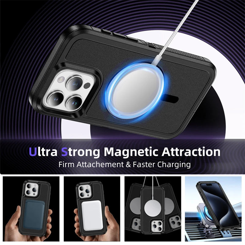 Shockproof Armor MagSafe Case for iPhone 16 Series