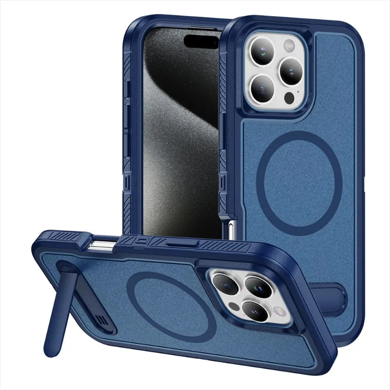 Shockproof Luxury Matte MagSafe Bumper Case with Invisible Stand for iPhone 16 Series