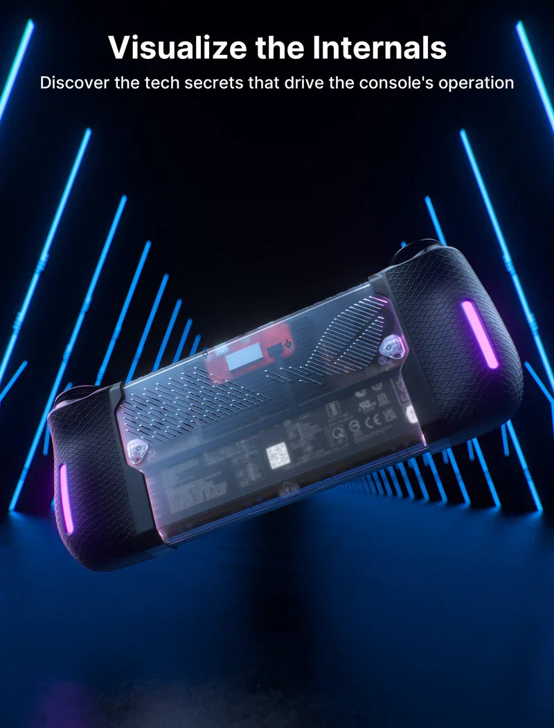 RGB Transparent Back Plate with Silicone Grip and Cooling Module for Asus ROG Ally X