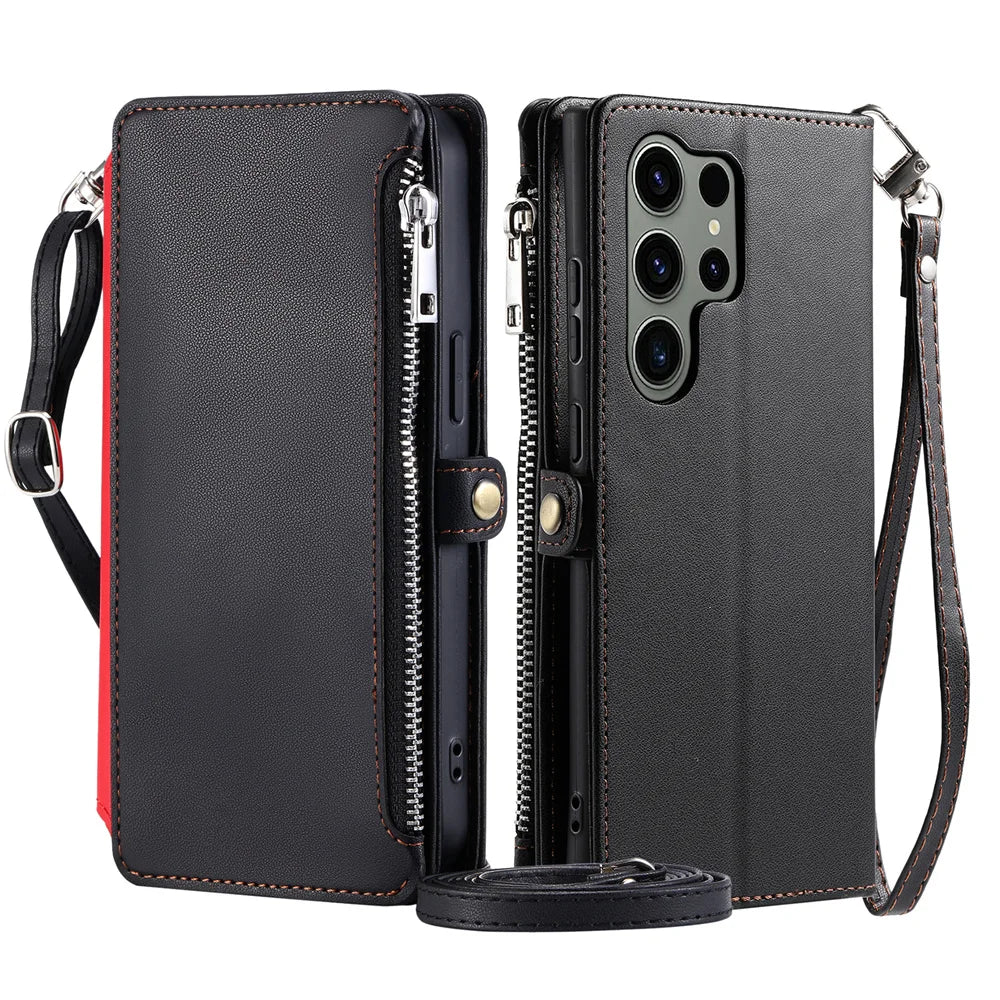 Zipper Wallet Crossbody Case for Samsung Galaxy S25 Series