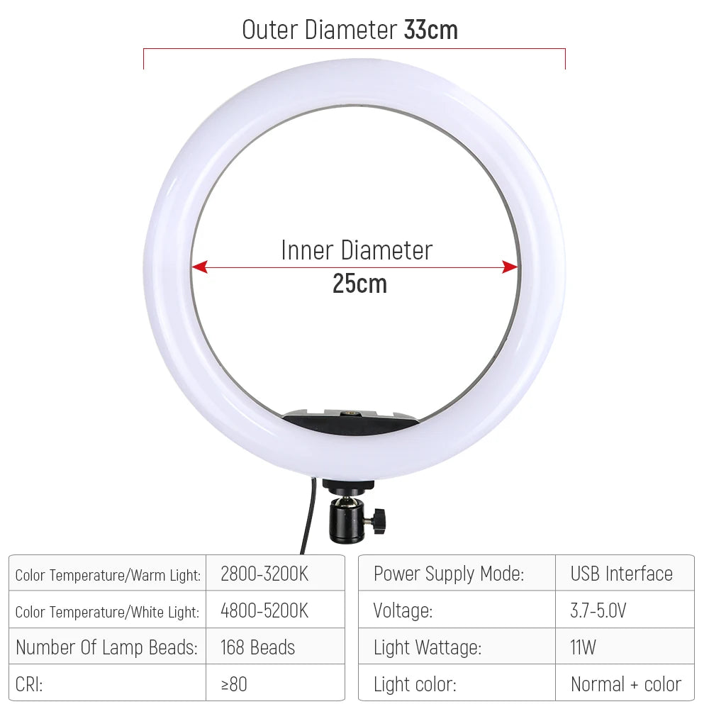 13-Inch RGB LED Ring Light with Remote Control