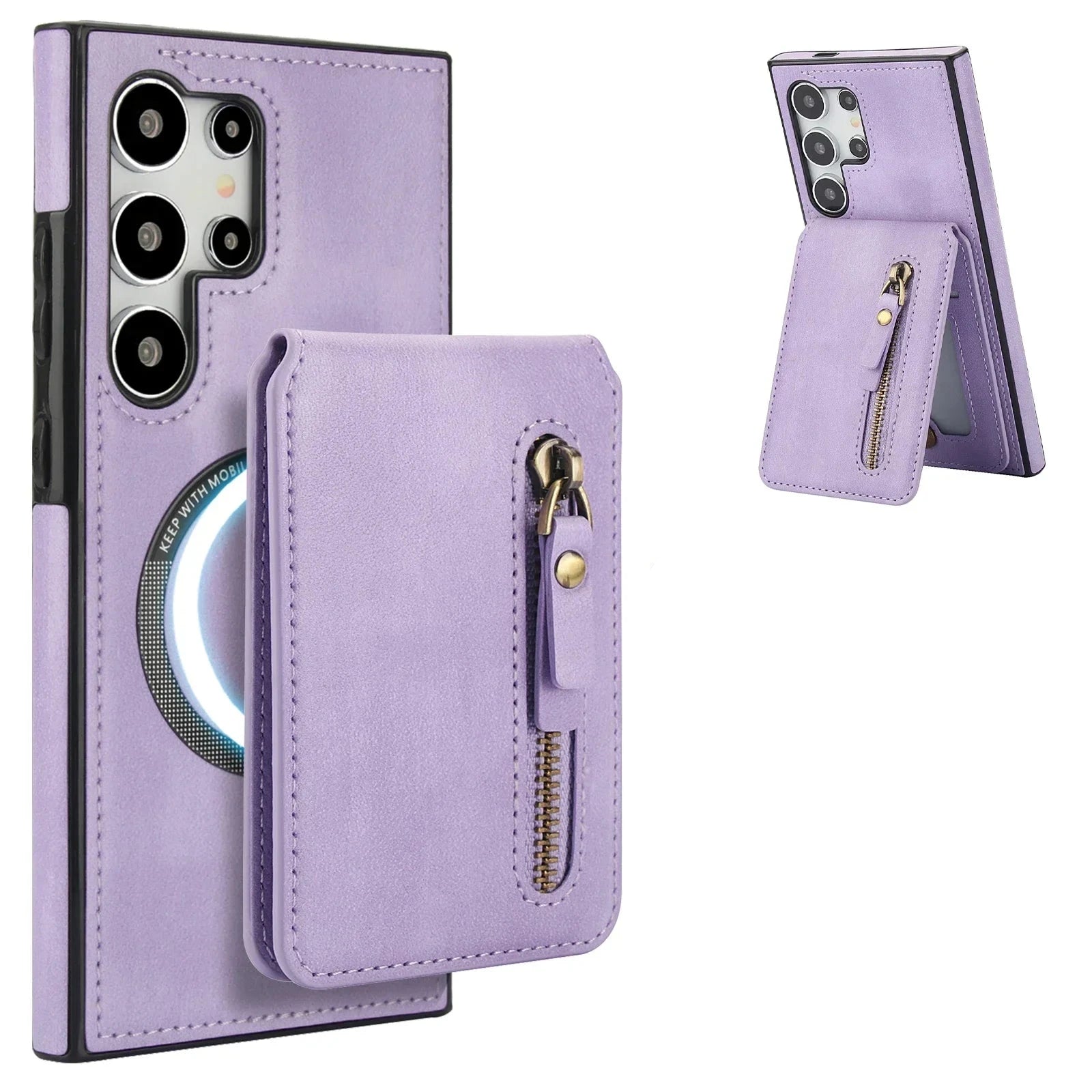 Samsung Galaxy S24 Series Leather Case with Magnetic Removable Card Holder