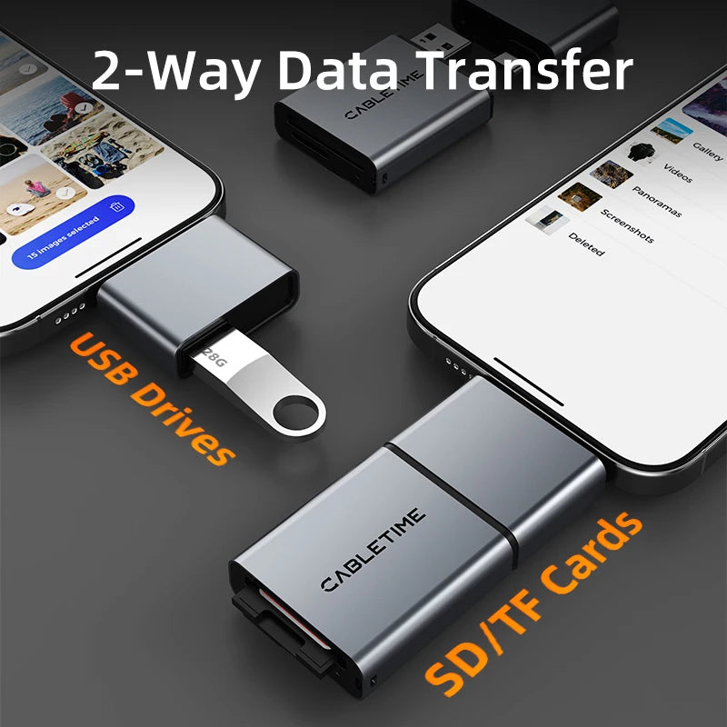 CABLETIME 3-in-1 USB 3.0 Card Reader