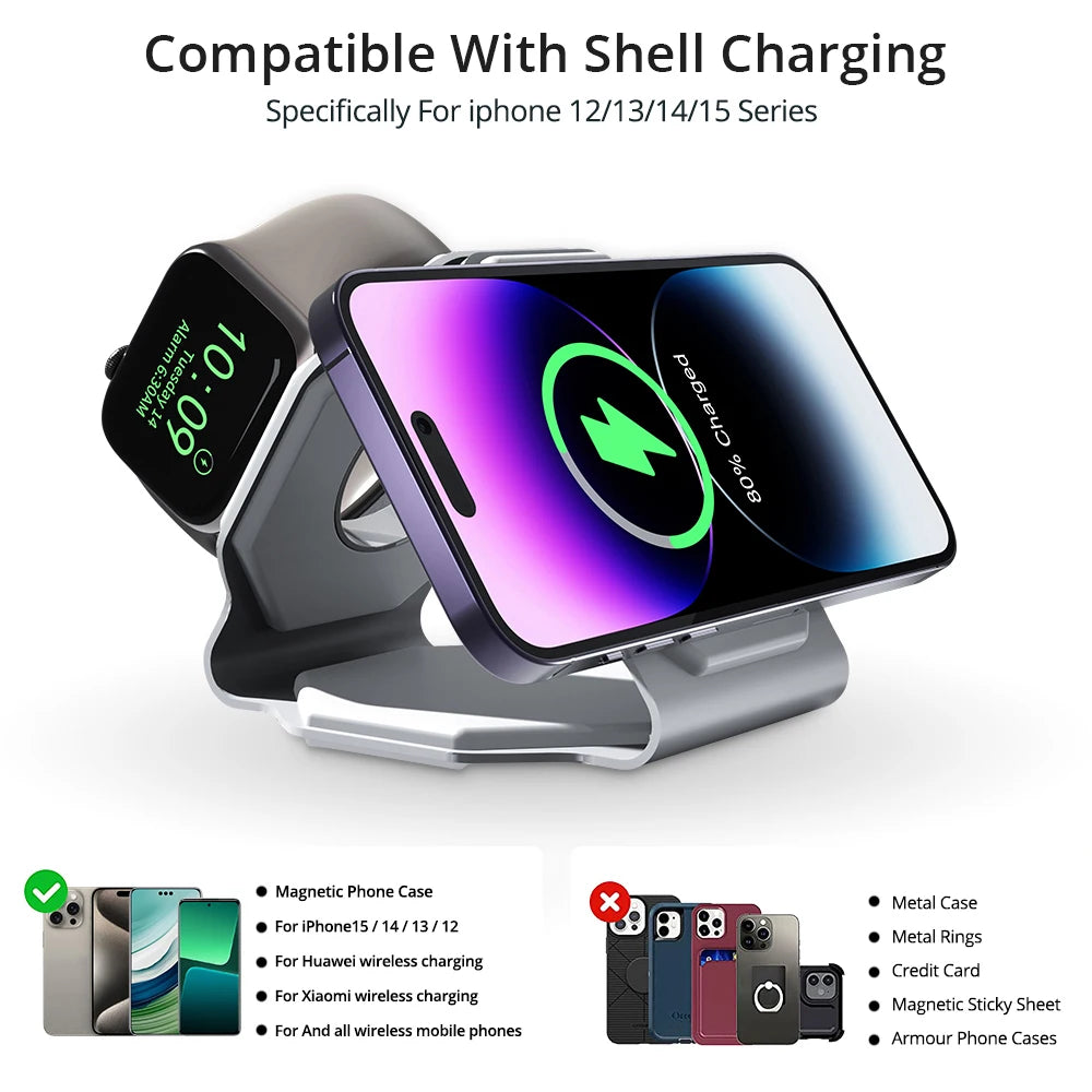 Bonola Foldable Magnetic 3-in-1 Wireless Charging Stand