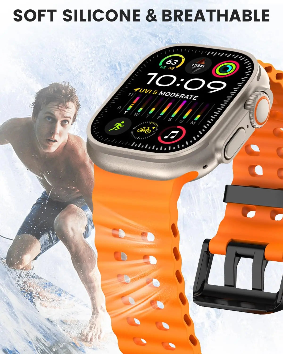 Marine-Grade Silicone Ocean Strap for Apple Watch