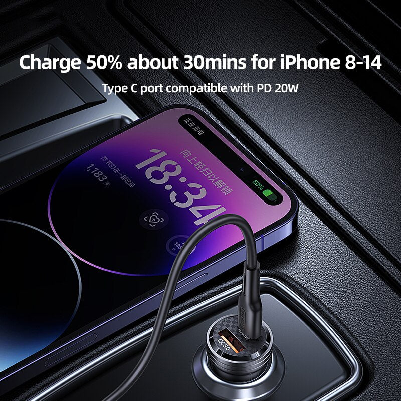 USAMS 45W Type-C Transparent Car Charger