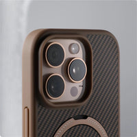 Carbon Fiber Pattern MagSafe Holder Case for iPhone 15 Series