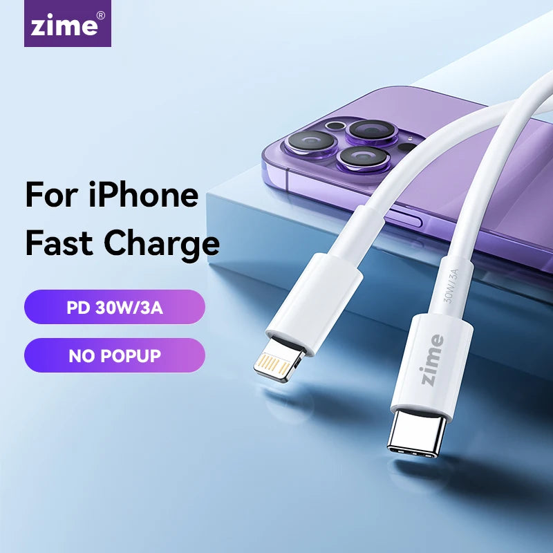 Zime PD 30W USB-C to Lightning usb Fast Charging Cable