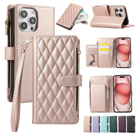 Crossbody Zipper Wallet Leather Case for iPhone 14 Series