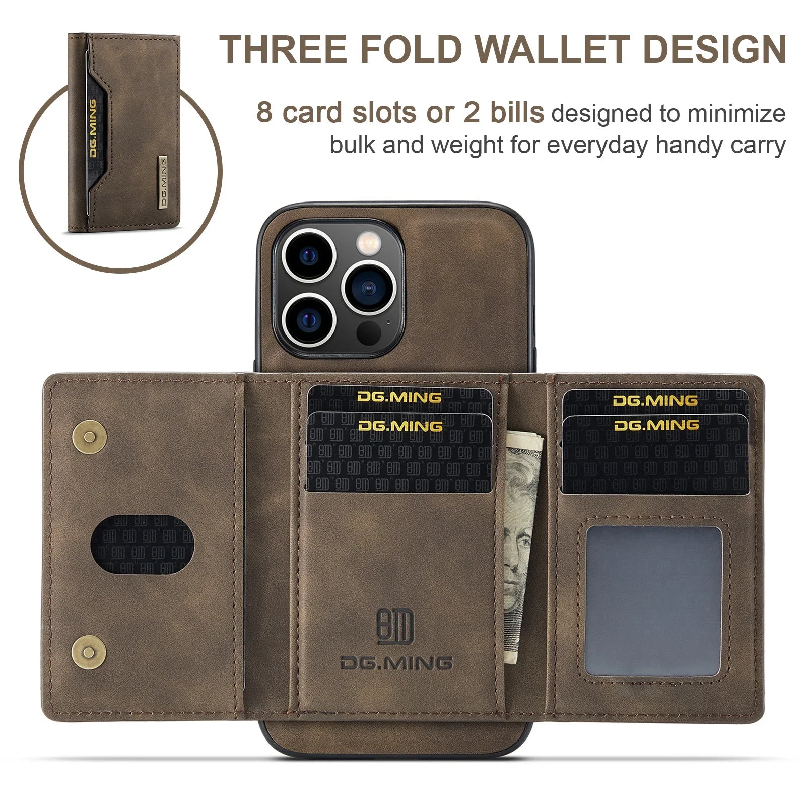 2-in-1 Detachable Leather Wallet Case with Card Holder for iPhone 14 Series