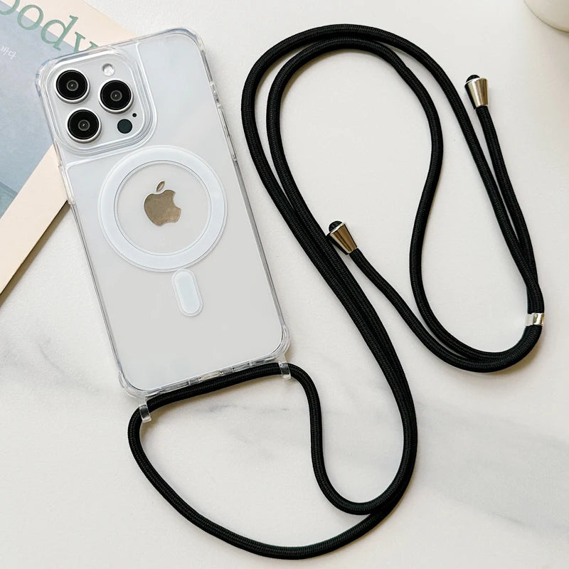 Crossbody Lanyard Shockproof Magnetic MagSafe Case for iPhone 15 Series