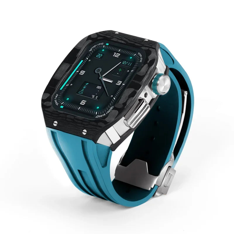 Luxury Carbon Fiber Case with Fluorine Rubber Strap for Apple Watch