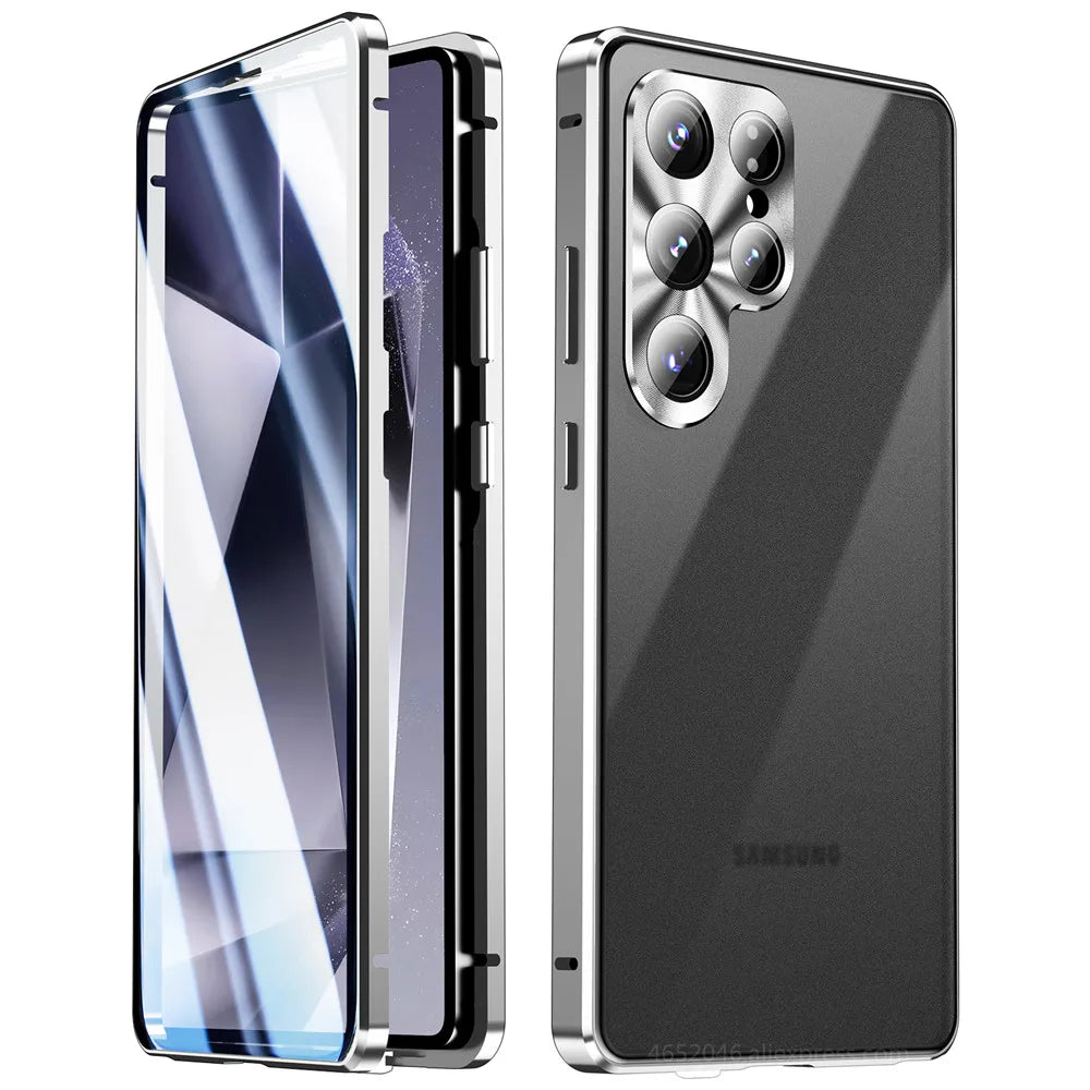 360 Protection Metal Magnetic Case with Glass for Samsung Galaxy S25 Ultra