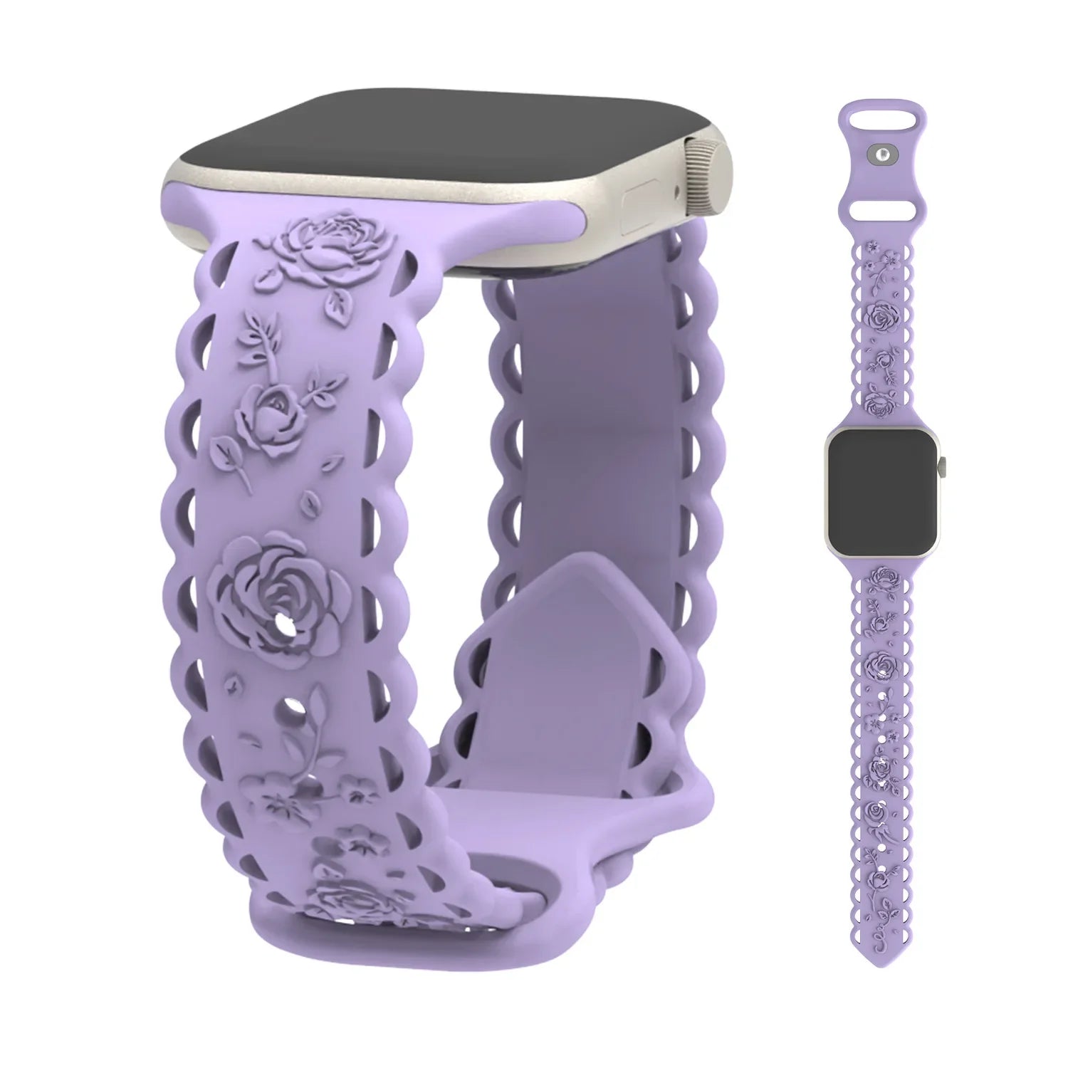 Silicone Floral Engraved Strap for Apple Watch