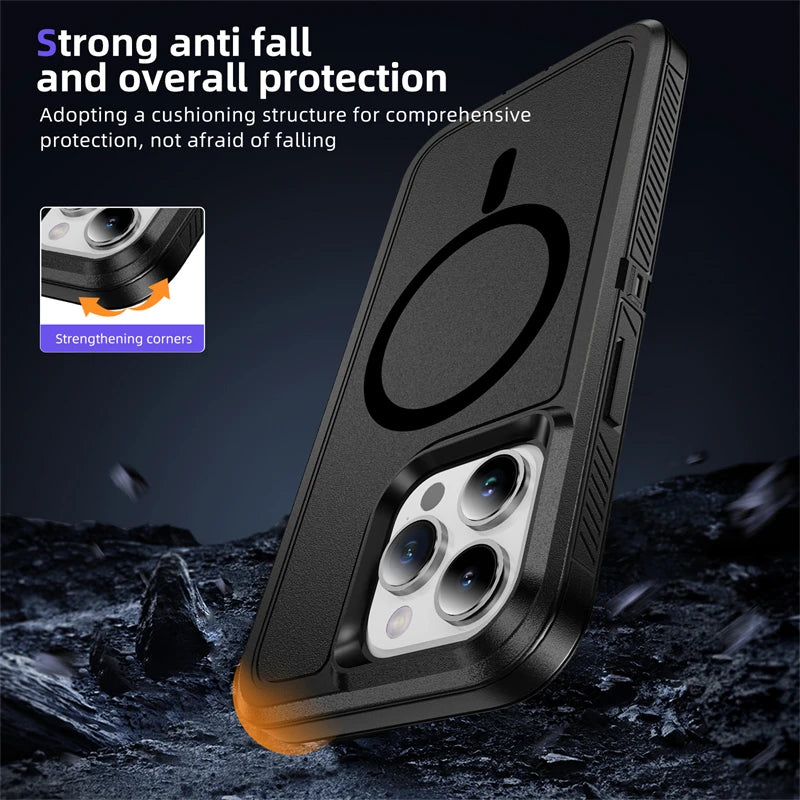 Shockproof Armor MagSafe Case for iPhone 16 Series