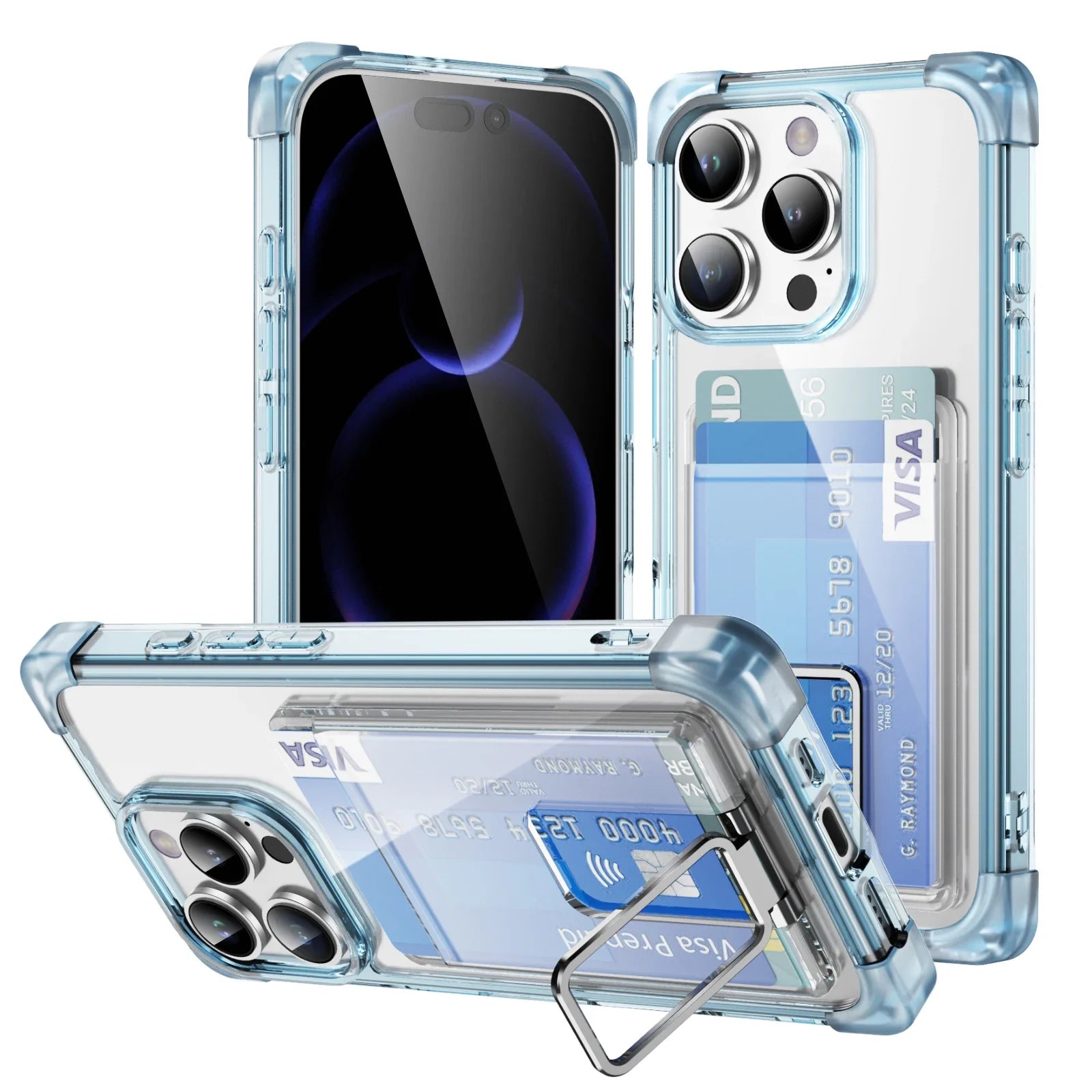 Acrylic Transparent Case with Bracket and Card Slot for iPhone 15 Series