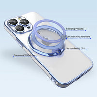 Luxury MagSafe Wireless Charging Ring Holder Lens Film Clear Phone Case for iPhone 15 Series