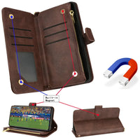 Retro Leather Wallet Book Case with Zipper and Card Slots for Google Pixel 8 Series