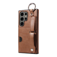 Wristband Ring Holder Wallet Case with Card Slot and Kickstand for Samsung Galaxy S23 Series