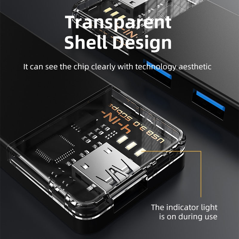 CABLETIME 4 in 1 USB A C to USB 3.0 HUB