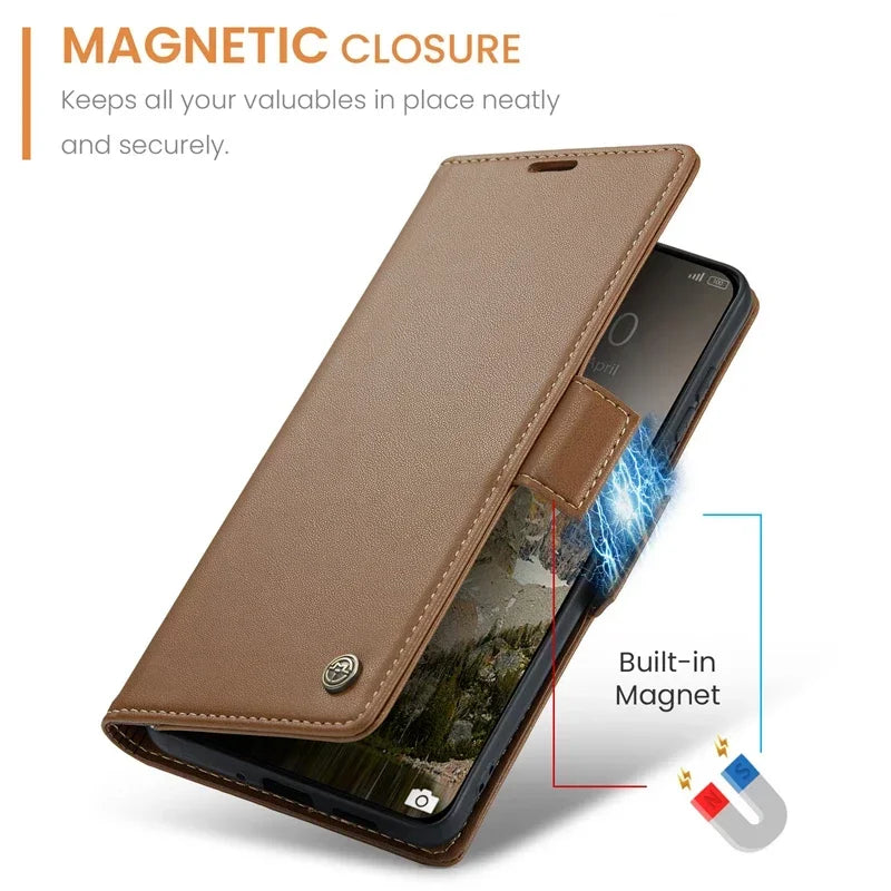 Retro Magnetic Leather Wallet Case for Xiaomi 14T Series