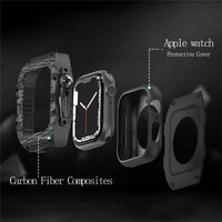 Retrofit Kit Carbon Fiber Cover and Fluororubber Strap for Apple Watch