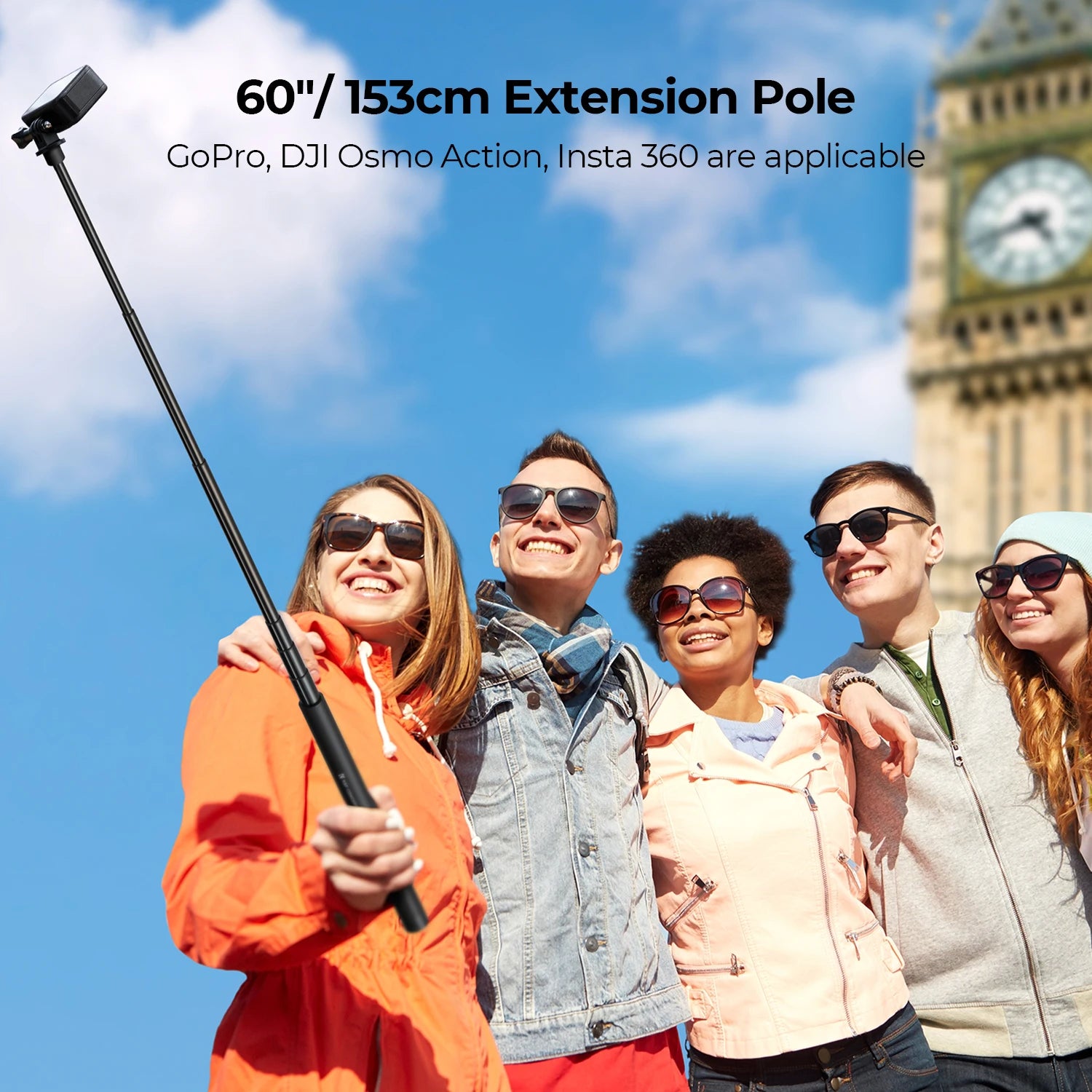K&F CONCEPT 60 Inch Invisible Selfie Stick Extension Pole