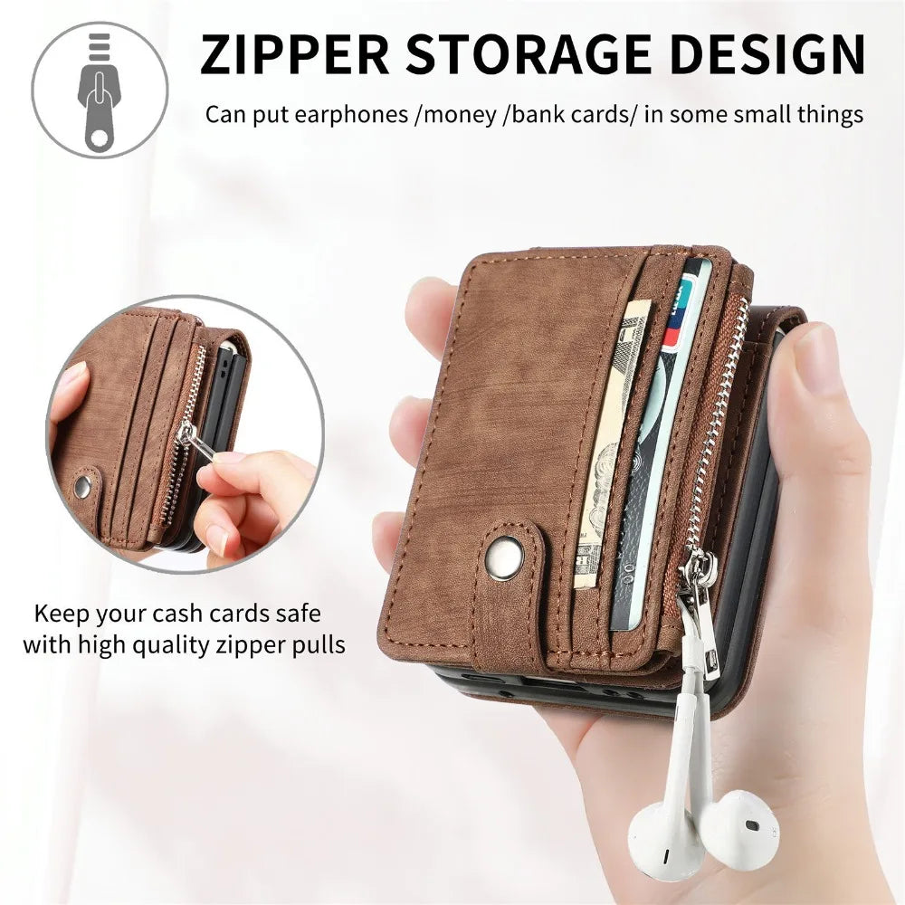 Wallet Phone Case with Removable Card Holder for Samsung Galaxy Z Flip 6