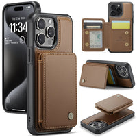 2-in-1 Magnetic Leather Wallet Case with Detachable Card Slots for iPhone 15 Series