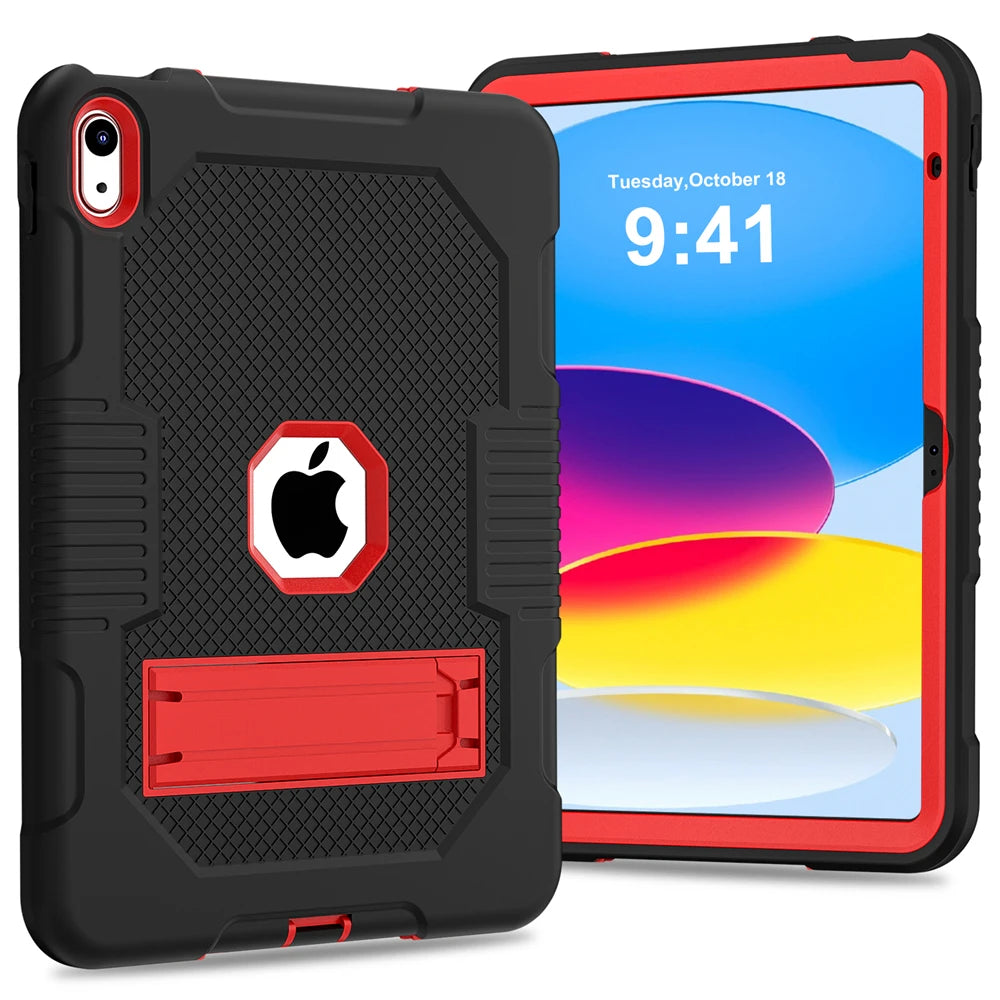 Shockproof Rugged Cover with Kickstand: Heavy Duty Armor for iPad 10th Generation