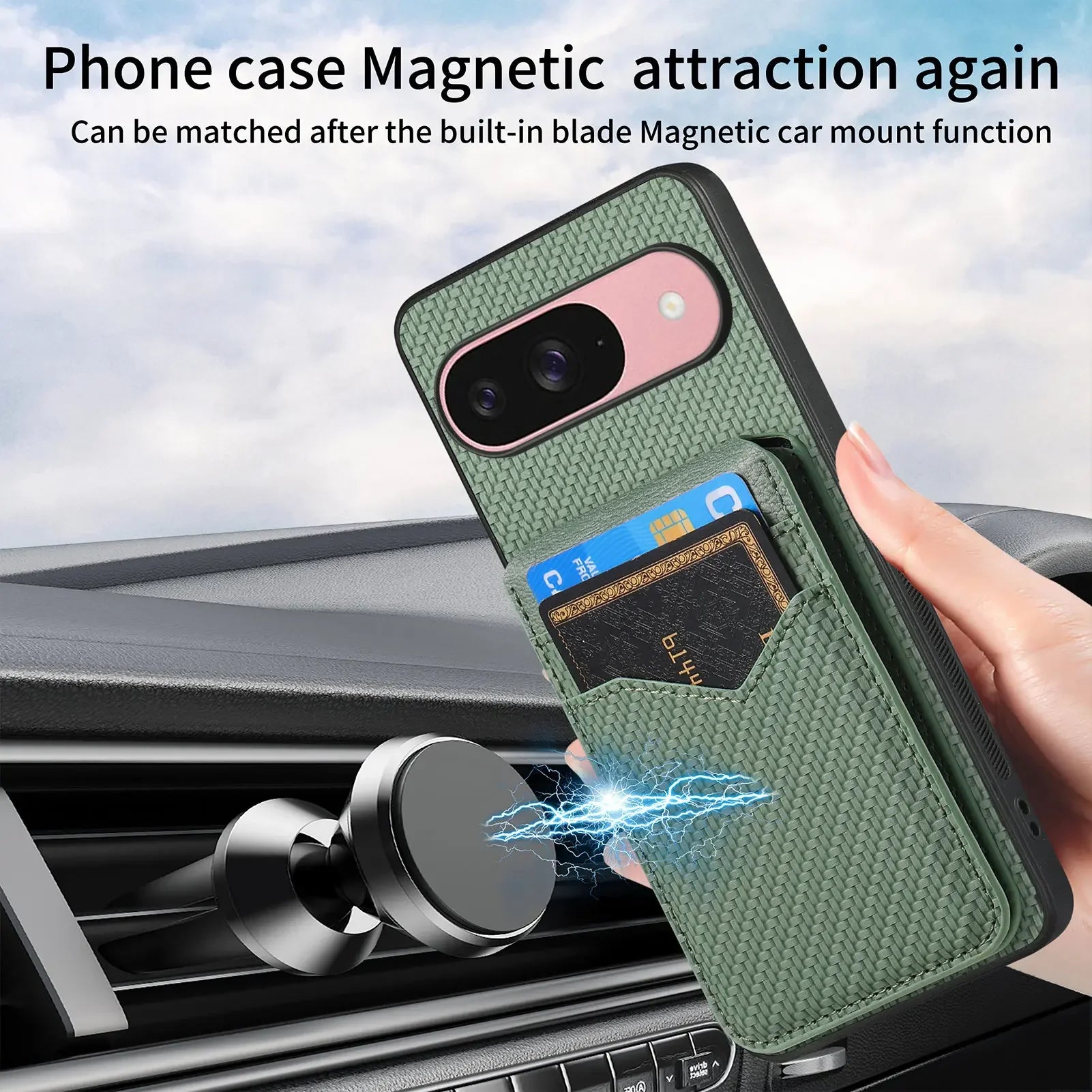 2-in-1 Detachable Carbon Fiber Wallet Case with Card Holder for Google Pixel 9 Series