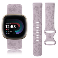 Flower Engraved Silicone Band for Fitbit Versa 4