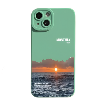 Sea Scenery Liquid Silicone Shockproof Soft Phone Cases for iPhone 15 Series