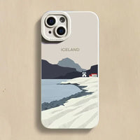 Landscape Oil Painting Anti-Shock Lens Protection Case for iPhone 14 Series