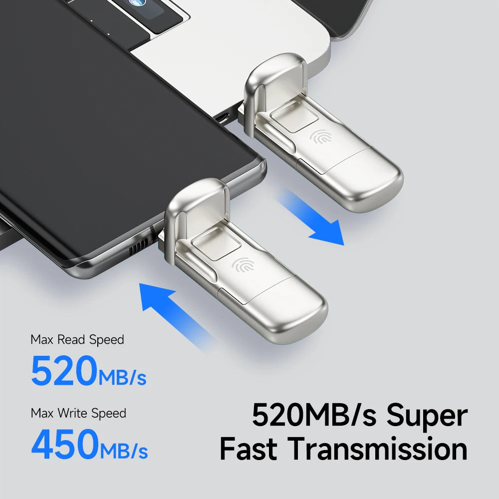 MOVESPEED USB3.2 Solid State Pendrive with AES256 & Fingerprint Encryption