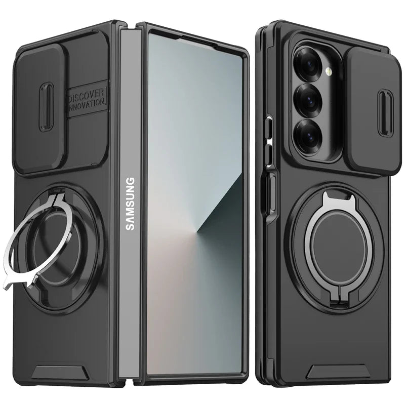 Heavy Duty Magnetic Armor Case with Ring Holder for Samsung Galaxy Z Fold 6