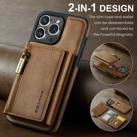 2-in-1 Magnetic MagSafe Leather Wallet Shell with Removable Card Holder Phone Case for iPhone 15 Series