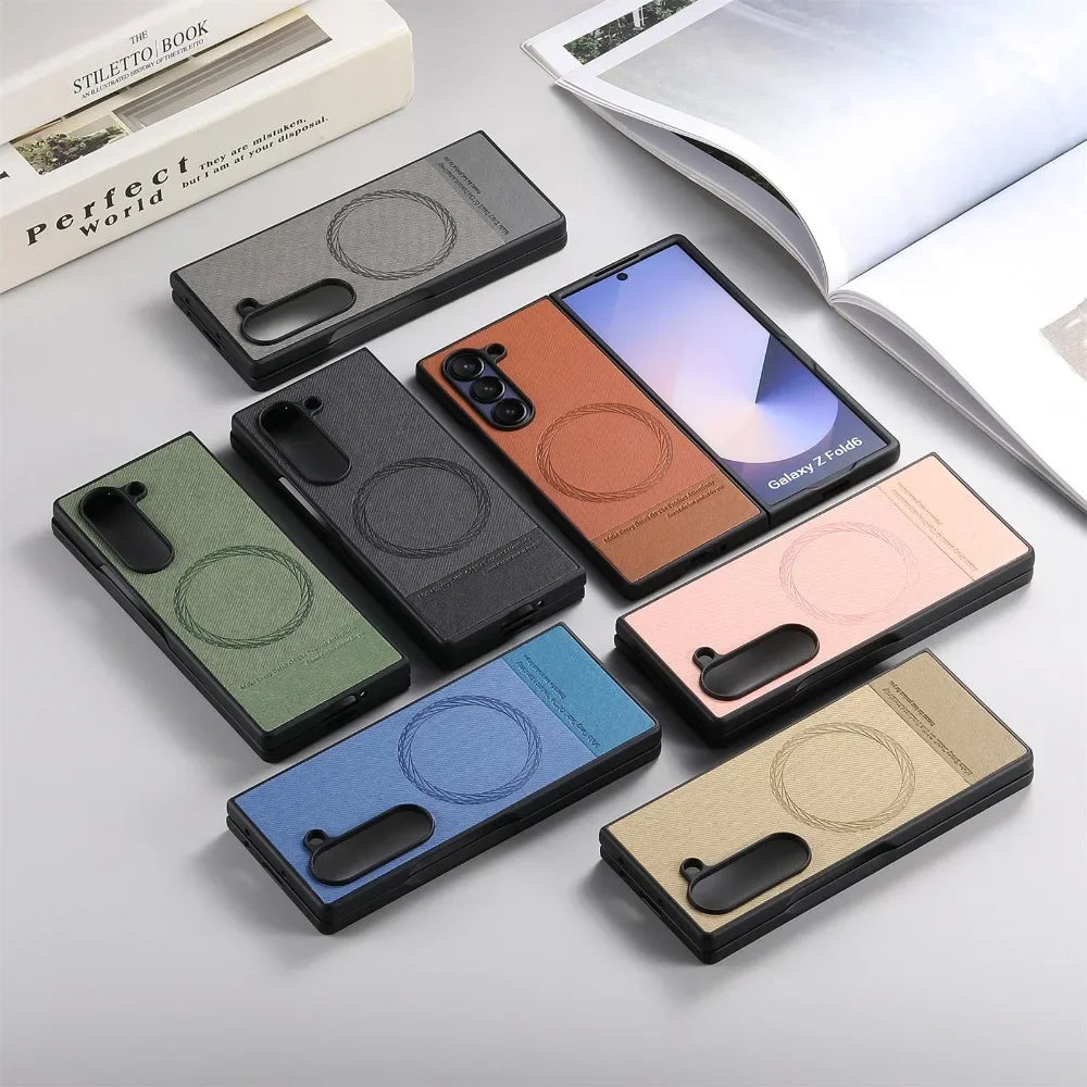 Oblique Cloth Texture Magnetic Case for Samsung Galaxy Z Fold 6