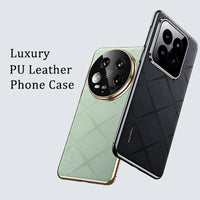 Grid Pattern PU Leather Case for Xiaomi 14 Series