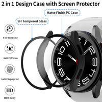 Samsung Galaxy Watch 7 Tempered Glass Case + Silicone Strap Band