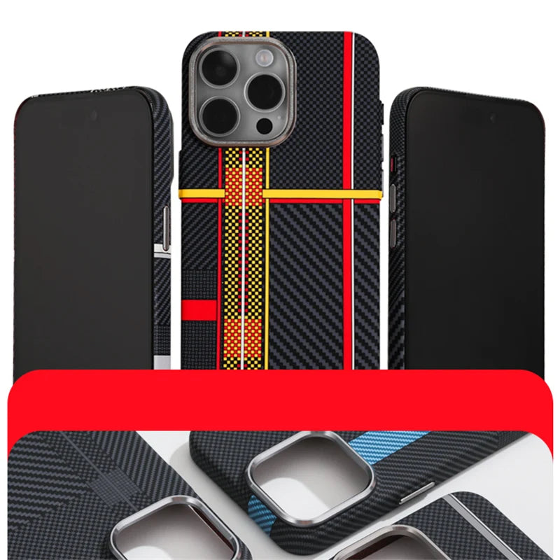 Carbon Fiber Plaid Texture MagSafe Case for iPhone 15 Series