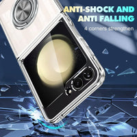 Shockproof Clear Case with Ring Holder Stand for Samsung Galaxy Z Flip 6