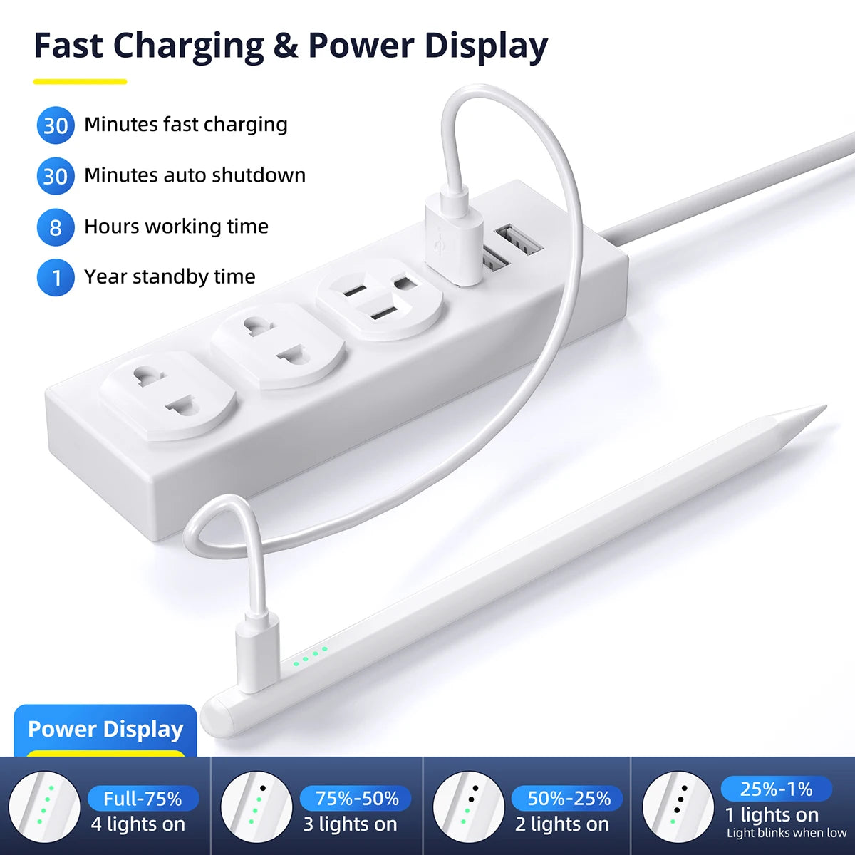 Fonken Universal Capacitive Stylus Pen with Palm Rejection and Fast Charging