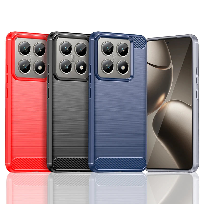 Soft Silicone Carbon Fiber Pattern Shockproof Bumper Case for Xiaomi 14T Series