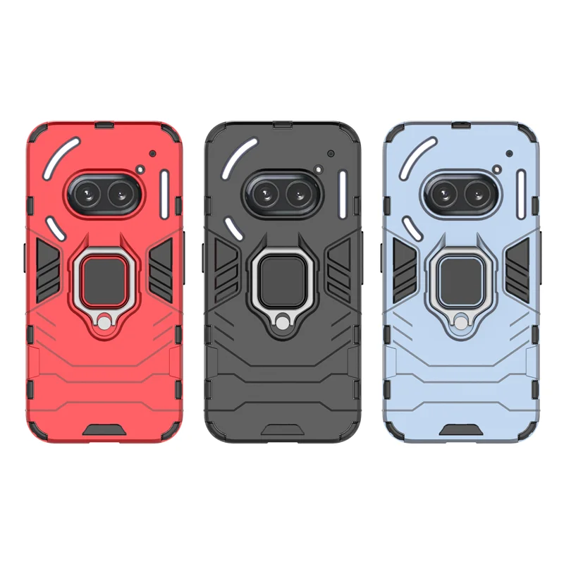 Rugged Armor Shockproof Case with Magnetic Metal Ring Holder for Nothing Phone 2a