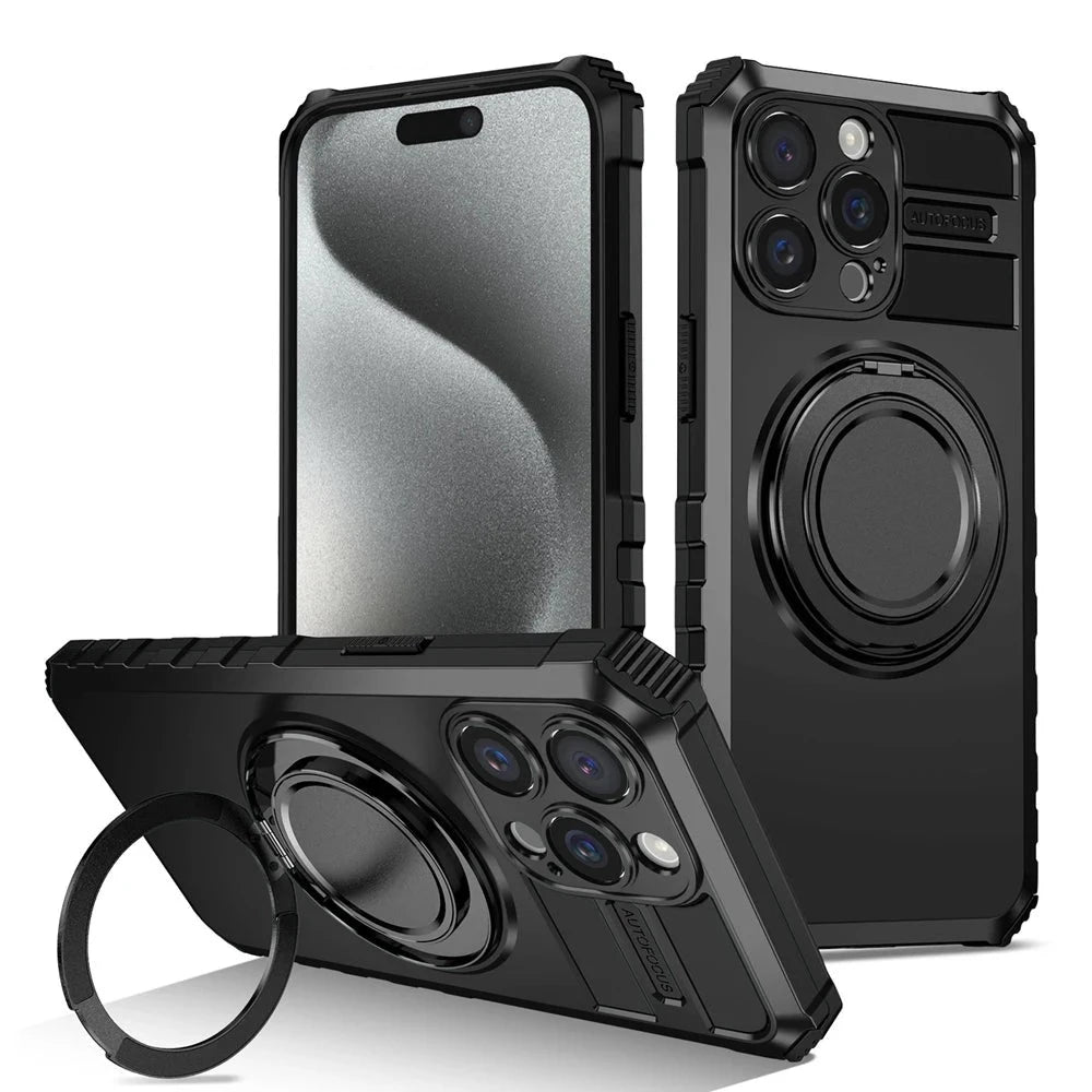 Shockproof Case with Magnetic Ring Stand for iPhone 15 Series