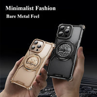 Frameless 360° Rotating Aluminum Phone Case with Bat Design  for iPhone 16 Pro and Pro Max