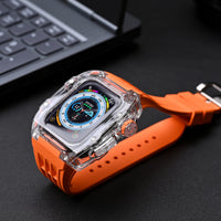 Transparent Luxury Case with Stainless Steel Buckle Band for Apple Watch