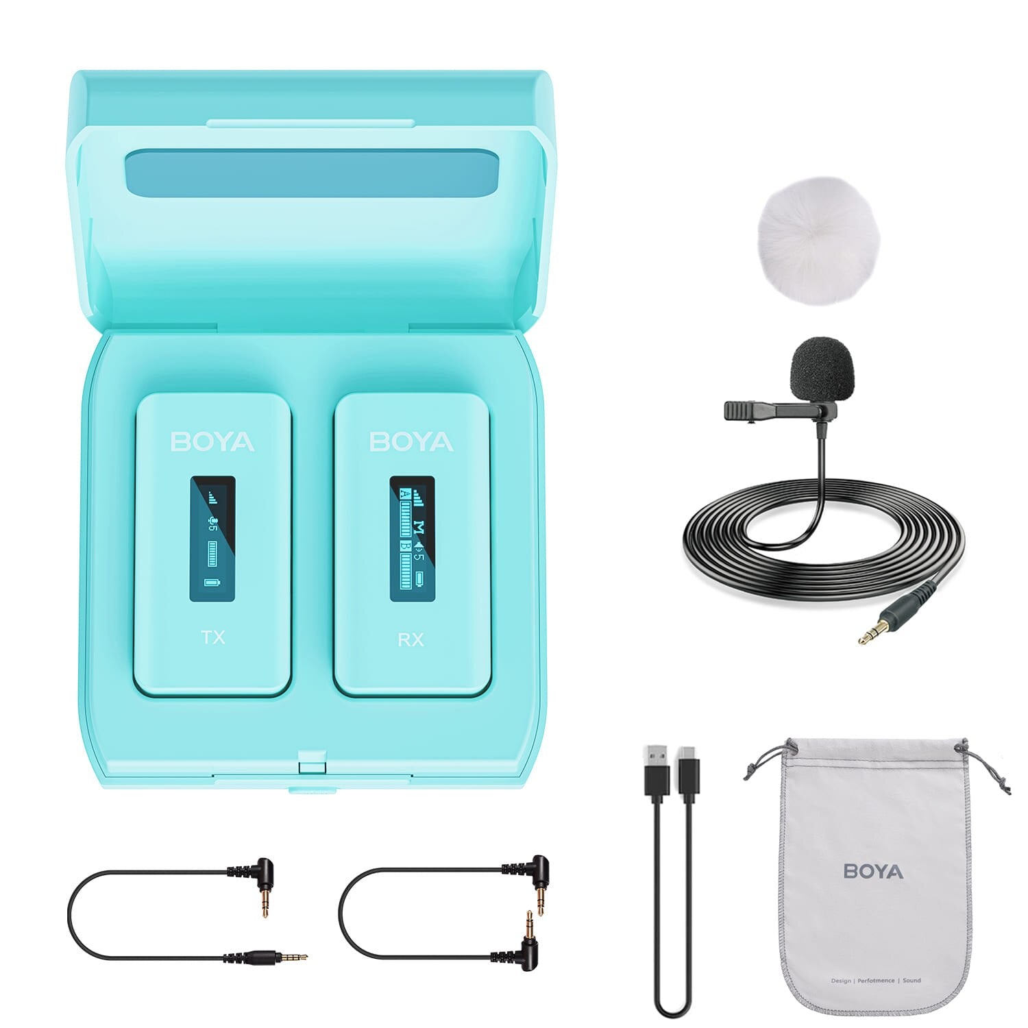 BY-XM6 Color Series Wireless Lavalier Lapel Microphone Kit with Charging Case