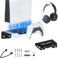 Aluminum Alloy Wall Mount Kit for PlayStation 5 with Dual Charging Station and Headset Holder